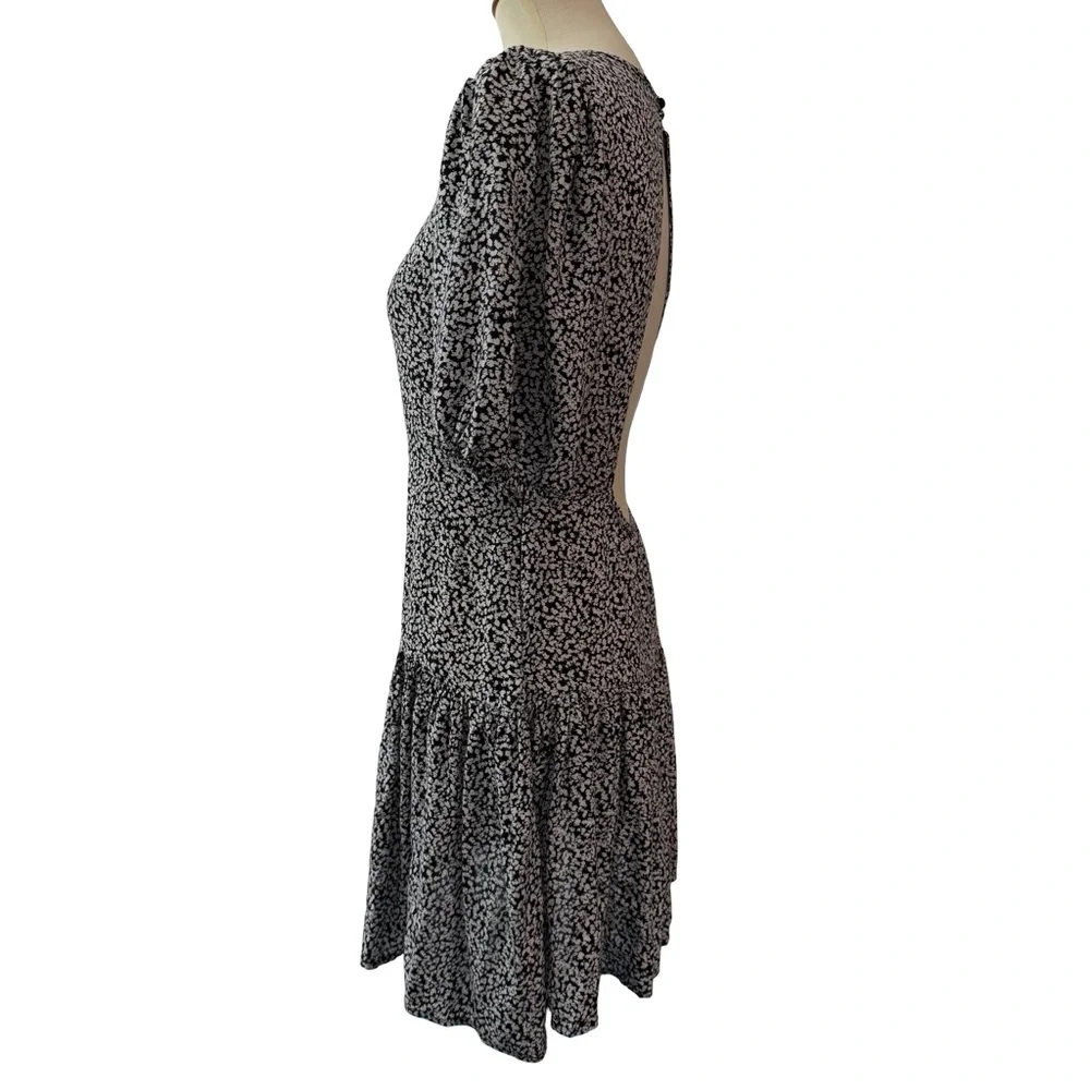 Free People Black and White Backless Puff Sleeve Mini Dress - Picture 6 of 11